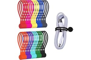 Rich&Ray 30Pack Reusable Silicone Twist Ties, Magnetic Cable Ties for Organizing Cables, Hanging Stuff, Stationary Plant Branch, Used in Many Ways or Just for Fun, 190mm-10Colors, (R-01)