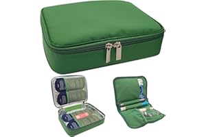 ‎1-WHEAT 1-WHEAT Große Insulin-Kühltasche - Diabetiker Medikamenten-Organizer für 4-10 Insulin-Pens und Diabetesbedarf, tragbar mit 4 Kühlakkus