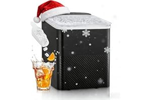 FOHERE Small Ice Cube Machine, 14 kg/24 h, 9 Ice Cubes in 5 Minutes, Self-Cleaning Ice Cube Maker, Ice Maker with Shovel and Basket, 2 Ice Cubes Sizes, Ice Cube Machines for Home/Office/Bar/RV