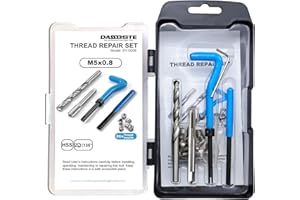 DASBSTE Gewindereparatur Satz, Gewindereparaturwerkzeuge mit M5 M6 M8 M10 M12 M14 zum Auswahl, für Aluminium, Kunststoff & Metall (M5 x 0,8)