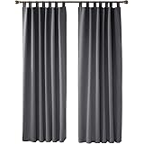 Deconovo Verdunklungsvorhänge Schlaufen Gardinen Lärmschutzvorhang 175x140 cm Dunkelgrau 2er Set