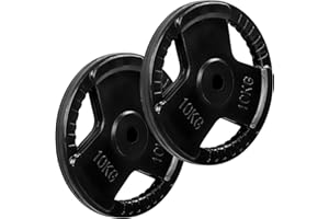 MOVIT Ensemble de disques d'haltères PRO en fonte avec poignée caoutchoutée 1,25 kg à 20,0 kg, perçage 30/31 mm norme standard, disques de poids poids haltères