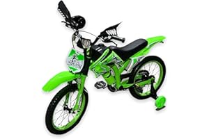 Touch of Venetian 16" Boys Children Bike with Stabilisers Wheels Kids Bike for Ages 5-9 Years Old Red Green Blue(16 inch) Moto Motorcycle Motorcross
