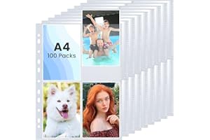 PLAPOT 100 Stück Fotohüllen DIN A4,Transparent Postkartenhüllen 4 Fächer Fotosichthüllen 4 Taschen Foto Klarsichtfolien Sammelhüllen Prospekthüllen für Fotos,Dokumente,Postkarten(10.8 x 15.2 cm)