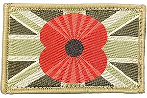 7 Medal Mounting Union Jack Patch MTP TRF Hook and Loop Patch With Poppy