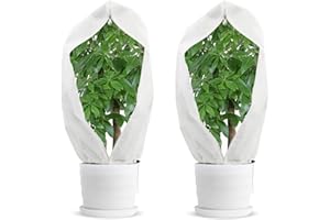 HGRGHH 2 Housse Hivernage Plante, 80 x 120 cm Voile Hivernage Plante Extérieur avec Cordon de Serrage et Fermeture Éclair, Housse Hivernage Plante Contre Le Gel, Réutilisable et Facile à Installer
