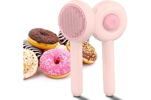 absob Szczotka Do Pielęgnacji Kotów i Psów, Szczotka Samoczyszcząca Do Usuwania Luźnego Podszerstka, Mat i Splątanych Włosów, Szczotka Do Sierści Dla Kotów/Psów (Różowy-C)