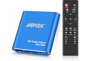 HD Media Player, AGPTEK Mini 1080p Full-HD Ultra HDMI Digital Media Player with Remote Control for -MKV/RM- HDD USB Drives and SD Cards (Blue)