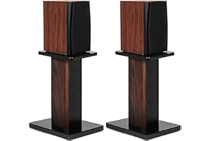 OUUTMEE Supporti per altoparlanti in legno da 40 cm, resistenti, per home theatre e monitor da studio, supporto universale per altoparlanti da pavimento con design riempibile con sabbia (set da 2)