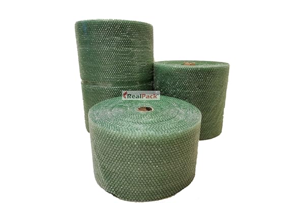 Realpack321 Rouleau à bulles recyclables Vert antistatique écologique 300 mm/500 mm/750 mm (500 mm x 100 m)