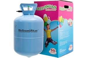 HELIUM STAR Helium Ballongas HeliumStar Einwegflasche für bis zu 50 Luftballons 25cm Ø o. 27 Folienballons 45cm Ø Geburtstag Party Hochzeit