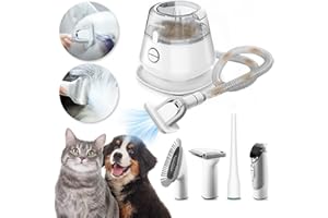 YISORA Tondeuse pour Chien/Chat, Tondeuse à cheveux pour animaux, Pro aspirateur poil de chien et accessoire chat, tondeuse silencieuse pour chien et toilettage du chien avec 5 outils de toilettage