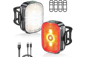 EOIWUY Lumiere Velo Avant et Arriere avec Réflecteurs Grand Angle, 8+6 Modes Éclairage Lampe Velo LED, Ultra-Léger, Étanche IP65, Lumière Velo Recharge Rapide Double USB-C pour Vélo de Route et VTT