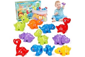 Veopoko Learning Toys for 3 4 5 6 Year Olds, Dinosaur Alphabet Match Game Dinosaur Toys Age 1 2 3 4 5 6 Matching Letters Gifts for 3-8 Year Old Boys Girls Toddler Toys Montessori Toys Xmas Gifts