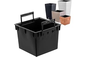 ‎BOTLE Austauschbarer quadratischer Plantztopf-Einsatz mit Griffen 26x26 cm schwarz 13 L für Prosperplast H 50 cm Töpfe -erleichtert die Kontrolle des Wassergehalt