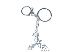 FizzyButton Gifts Phoenix Silver Tone Keyring Key Ring and Lobster Clasp with Stainless Steel Origami Style Charm
