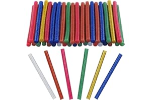 SZXMDKH 50 Pack of Colourful Hot Glitter Glue Sticks 7mm X 100mm Glue Gun Sticks Blue, Green, Silver, Gold, Purple, Red, Pink Fits Most Glue Guns