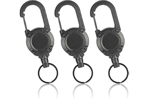 HENGBIRD 3 sztuki breloczków do kluczy, wysuwany, wysuwany breloczek do kluczy z linką stalową 60 cm, wyciągany z karabińczykiem, uchwyt na dowód osobisty, uchwyt na karty