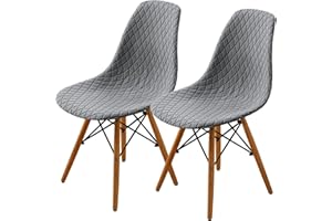 SHENGYIJING Esszimmerstühle Abdeckungen 2/4/6 Stück,Stil Shell Esszimmerstuhl Mid Century Modern Stuhl Sipcover,Gepolsterte Dining Accent Side Stuhlhussen (Hellgrau,2 Pieces)