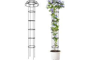 TIKTALK Rankhilfe Obelisk,195 cm hoch rankhilfen für kletterpflanzen,Metall Pilz Top,einstellbare Höhen Pflanze Spalier für Topfpflanzen, Tomaten, Gurken, Clematis, Rose
