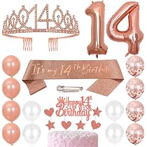 15. Geburtstag Deko Set – Strass Krone, Schärpe, Folienballon & Ballons In Roségold Für Mädchen