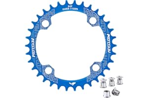 QIAMNI 104 BCD 32T 34T 36T 38T Narrow Wide Single Chain Ring with 4 Pieces Sprocket Bolts for Road Bikes, Mountain Bikes, BMX MTB Bike