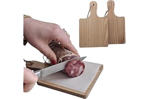 ChicHouse Set 2pcs mini taglieri da cucina in legno con manico ideali per piccoli antipasti, formaggi, salumi o come salva superfici e sottopentola. (2, Legno, Quadrato 19.6 x 12.3 x 1 cm)