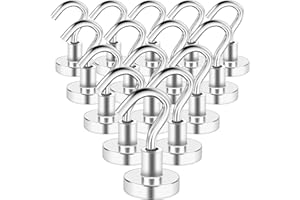 swihorab Magnethaken, 14 Stück Extra Stark Magnet Haken 10kg Super Starke Neodym Magnete mit Haken, 16mm Neodym MagneteHaken für Küche, kühlschränke, Klassenzimmer, Kreuzfahrt Magnethacken Silber
