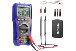 TESMEN TMM-569A Multimetro Digitale, Ohmmetro TRMS 4000 Conteggi, Tester di Tensione con NCV, Tensione e Corrente, Resistenza, Continuità, Diodo, Capacità, Fase, Temperatura, Filo sotto Tensione - Blu