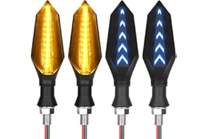 URAQT Intermitentes LED para Moto, 4 PCS 12V Universal, Luces de Señal de Vuelta, Indicadores de Giro Impermeable, Ámbar + Azul