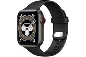 Lobnhot Kompatibel für Apple Watch Armband 45mm 42mm 44mm,Weiches Sport Silikon Ersatzarmband Kompatibel mit iWatch Series 7 SE 6 5 4 3 2 1 für Damen Herren (42/44/45MM-Schwarz)