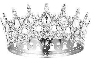 AOOSA Crown for Women, Full Round Queen Crowns, Sparkly Rhinestone Tiara, Princess Tiaras Hair Accessories for Party, Birthday, Wedding Decoration, Celebration, Costume Photo Props