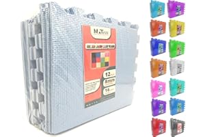MATVIZE Eva Foam Baby Play Mat – 12Pcs (29x29cm) 8mm Thick Soft Baby Blue Interlocking Floor Tiles, Waterproof, Non-Slip, Safe & Comfortable Matting for Kids, Child’s Play (Baby Blue, 12 Pack)