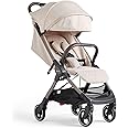 Silver Cross Clic 2024 Airline Approved Cabin Size Travel Stroller/Pram|Foldable & Lightweight |Pull Along Trolly Style|for Newborns, Baby Boy and Girl 0-4yrs Upto 22kgs|Car Seat Compatible - Almond