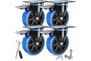 Asibaade Schwerlastrollen 100mm Lenkrollen bis zu 600KG Tragbarkeit 360° Drehung für Möbeltransport & Industrietransport Schwarz-Blau
