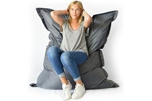 LIVEDECO - Pouf Géant XL 160 x120 cm Intérieur et Extérieur, Déhoussable, Salon, Jardin, Anthracite BiG52