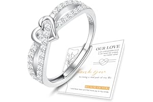 MILACOLATO 925 Anelli In Argento Sterling per Le Donne Cuore Regolabile Anelli Aperti Cubic Zirconia Anelli di Promessa di Fidanzamento per Matrimonio