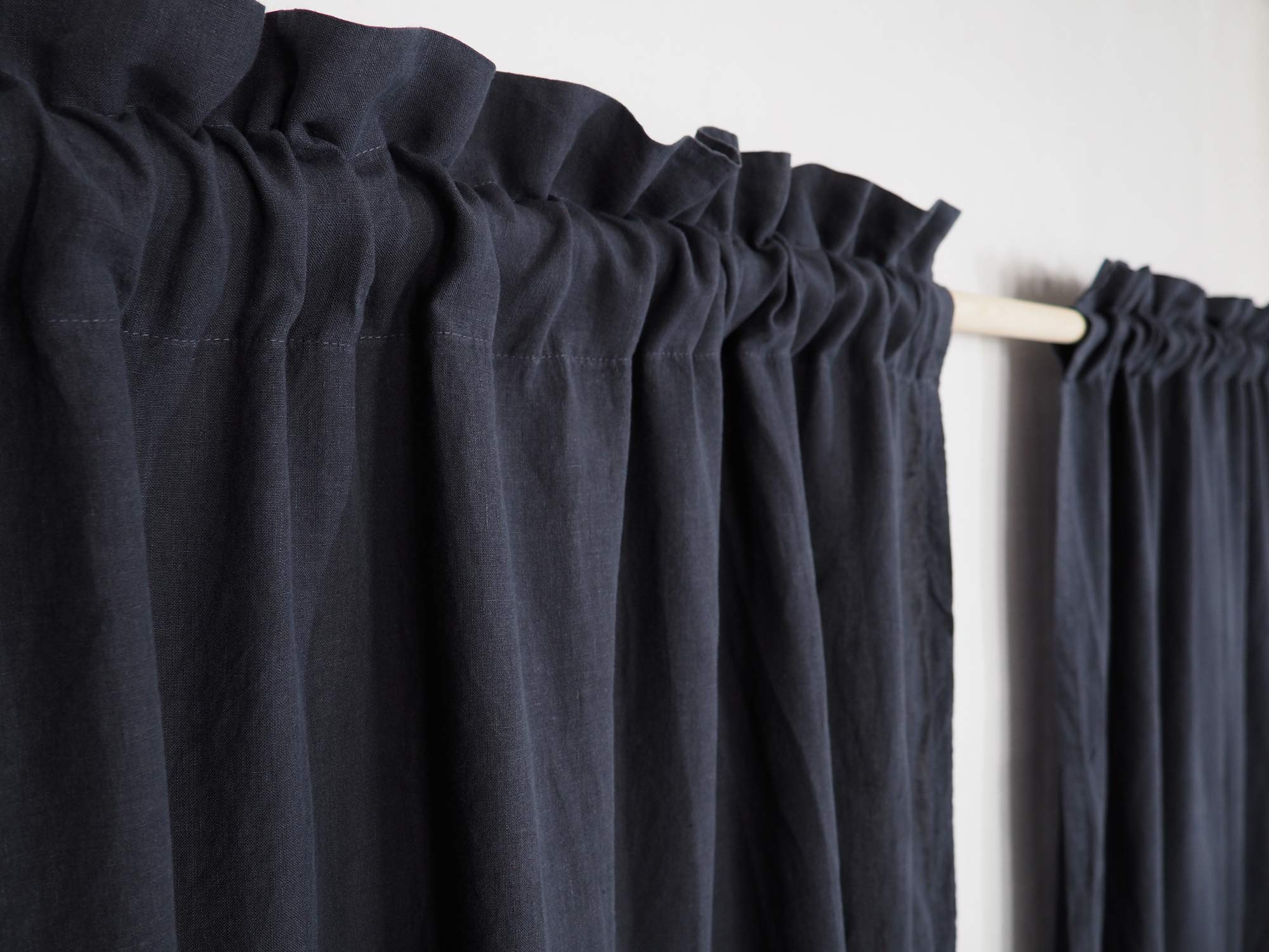 Linen Curtains With Rod Pocket And Header Charcoal Color Made Of