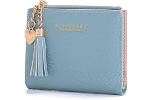 CHAOFANXI Mały portfel damski, ze skóry, mały portfel dla kobiet, mały portfel damski, w krótkim formacie, mały portfel z wieloma przegródkami, niebieski, 13*2*10, Nowoczesny