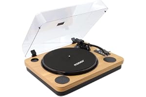 MOOOV 477361 Bluetooth Vinyl Platina, inbyggda högtalare, USB-inspelning, träeffekt, kompatibel med 33/45/78 varv