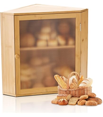 BakedBin Hoekbrooddoos voor aanrecht in de keuken - Nieuw 2025 luchtdicht ontwerp - extra grote, dubbellaagse, zwarte brooddoos, vintage opslag voor zelfgemaakte broden