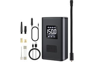 JANSITE 7800mAh Mini Compresseur à Air Portatif 150Psi Gonfleur Pneus Voiture avec SOS LED Pompe à air Rechargeable avec Grand écran LCD pour pneus de Voiture Boules de Moto