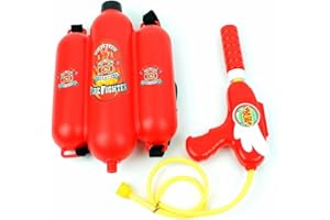 SHATCHI Firefighter Water Gun Pump Action Powerful Super Soaker Cannon with Backpack Tank Kids Beach Toys Water Pistol Sprayer Summer Outdoor Fun