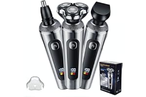 Rantizon 3-in-1 Electric Shaver for Men Beard Nose Sideburns Trimming Electric Razor for Men with IPX5 Waterproof Turbo LED Display Wired & Wireless Charging Gift for Father's Day
