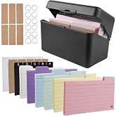 300 Index Cards Box for 300 A7 A8 Cards Learning and Organizing Box Includes 230 Cards, 15 Records, 6 Rings, 6 Note Stickers,