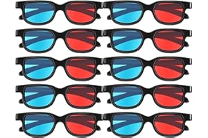 Benaewa 10Pack 3D Viewing Glasses, Red-Blue 3D Glasses for Concerts,Movie and Gaming