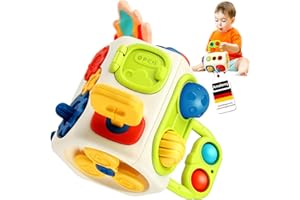 Amalemy Activity Cube Baby Toys, 10 in 1 Montessori Sensory Busy Cube Toys, Educational Learning Toys, Travel Toys for Babies 18-36 Months, Birthday Gifts for 0-3 Years old Boys Girls Toddler