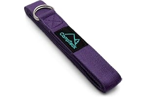 CampTeck D-Ring Polyester Yoga Strap – Adjustable Stretching Yoga Belt for Holding Positions, Improved Flexibility, alignment, posture, resistance for Pilates, Yoga, Fitness and Exercise
