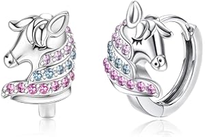 ORAZIO Happy Horse Hoop Earrings Sterling Silver 925 for Women Girls Dangle Cute Horse Earrings Hoop Earrings Small for Horse Lovers Hypoallergenic Jewellery Birthday Gift