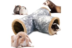 LeerKing Kaninchen Tunnel Meerschweinchen Röhren Kuscheltunnel waschbar Kuschelhöhle Spielzeug für Ratten Frettchen Katzentunnel Kleintiere Käfig zubehör Φ20cm Grau